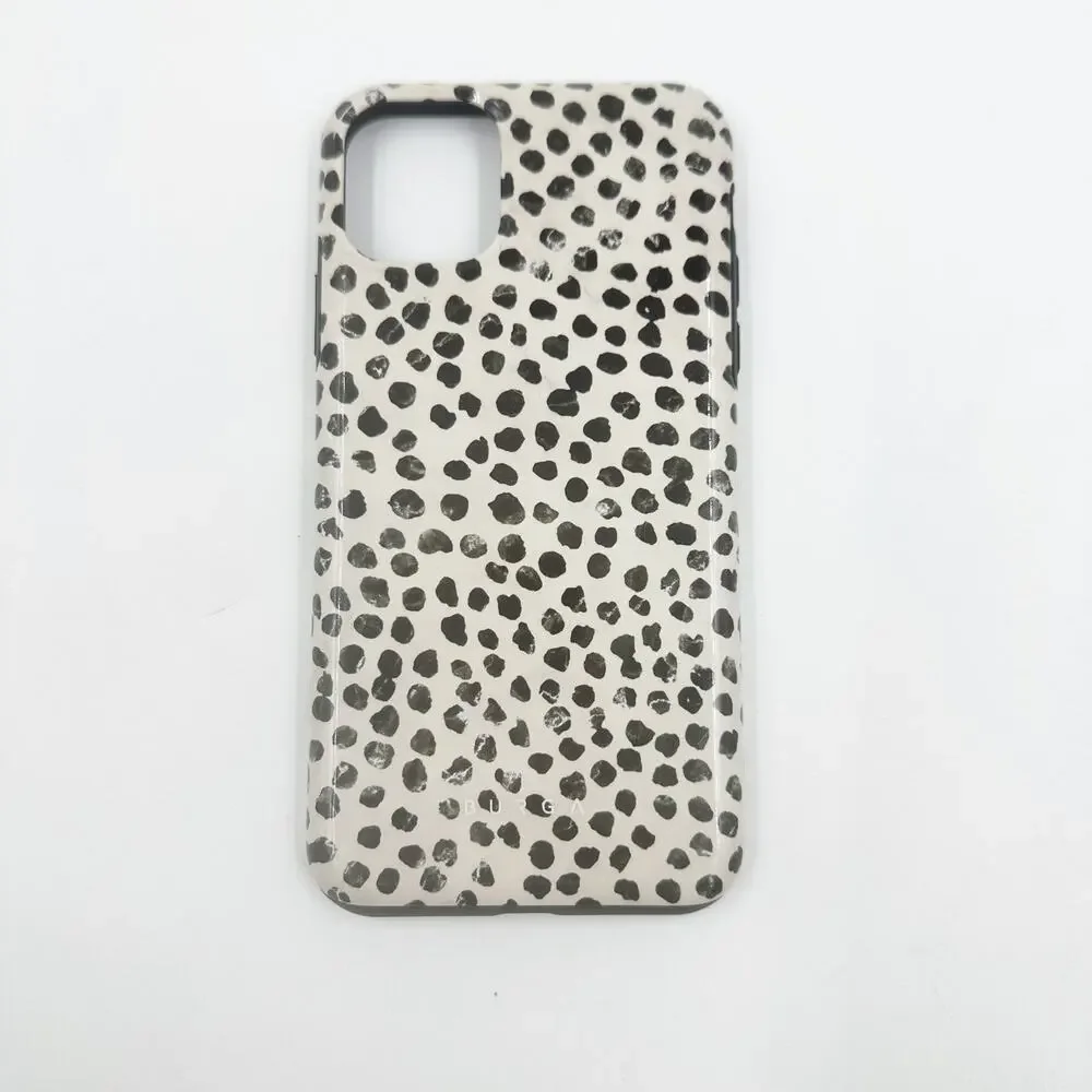 Burga Almond Latte iPhone Snap Case 11 Pro Black Ivory Dots Tough Case NEAR NEW